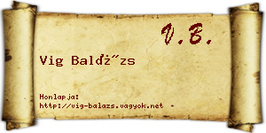 Vig Balázs névjegykártya